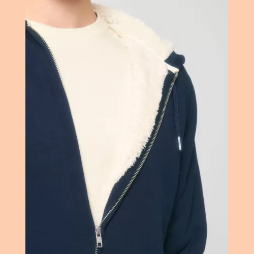 Hygger Sherpa uniszex cipzáros kapucnis pulóver (XL, French Navy)