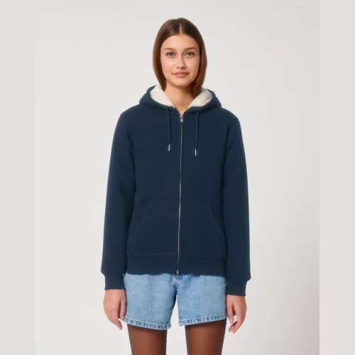 Hygger Sherpa uniszex cipzáros kapucnis pulóver (3XL, French Navy)