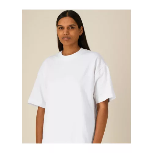 Ikonikus, közepesen vastag uniszex lezser póló (XS, White)