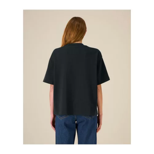 Ikonikus, közepesen vastag uniszex lezser póló (L, Black)