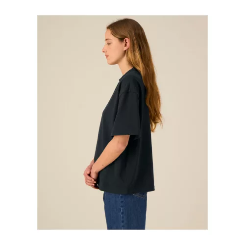 Ikonikus, közepesen vastag uniszex lezser póló (2XS, Black)