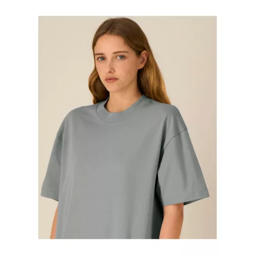 Ikonikus, közepesen vastag uniszex lezser póló (S, Heather Grey)