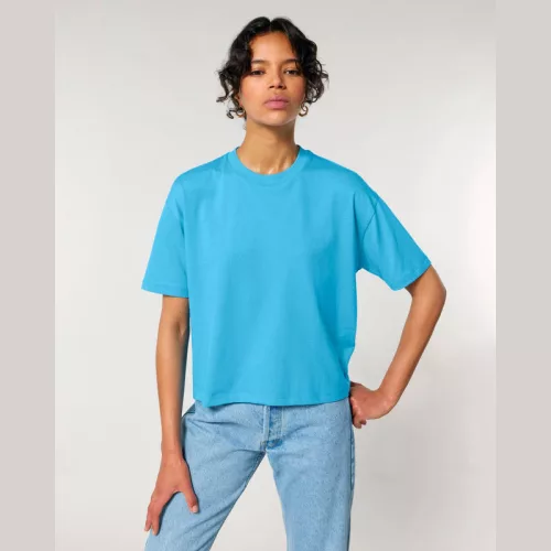 Stella Nova női boxy póló (XL, Aqua Blue)
