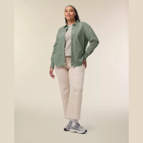 Stella Styler női lezser poplin ing (M, Soft Khaki)