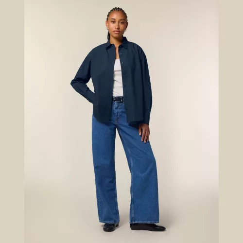 Stella Styler női lezser poplin ing (2XL, French Navy)