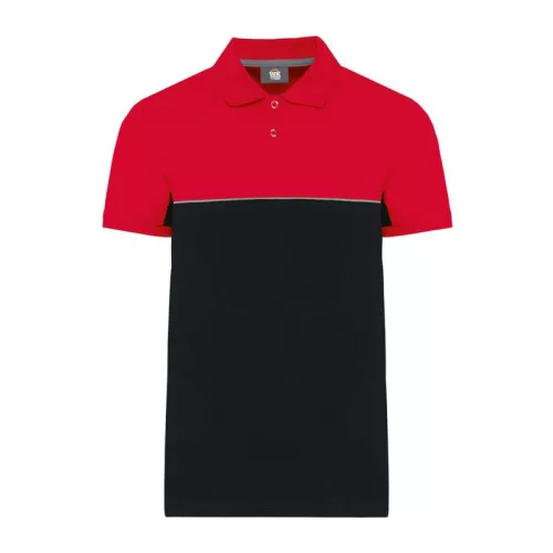UNISEX ECO-FRIENDLY TWO-TONE SHORT SLEEVE POLO SHI (3XL, Black/Red)