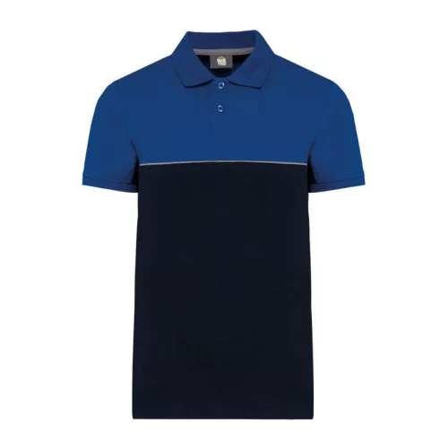 UNISEX ECO-FRIENDLY TWO-TONE SHORT SLEEVE POLO SHI (4XL, Navy/Royal Blue)