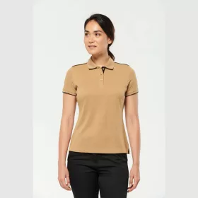   LADIES' SHORT-SLEEVED CONTRASTING DAYTODAY POLO SH (XS, Black/Kelly Green)