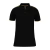 LADIES' SHORT-SLEEVED CONTRASTING DAYTODAY POLO SH (M, Black/Yellow)