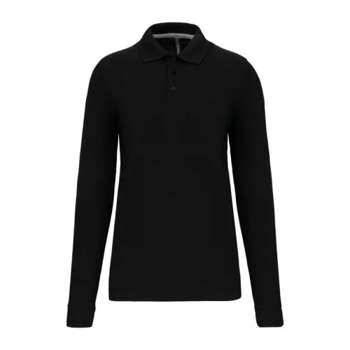 MEN'S LONG-SLEEVED POLO SHIRT (M, Deep Black)