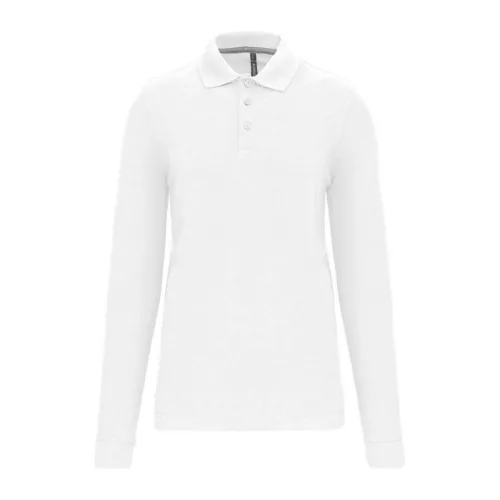 MEN'S LONG-SLEEVED POLO SHIRT (L, Arctic White)