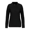 LADIES' LONG-SLEEVED POLO SHIRT (3XL, Deep Black)
