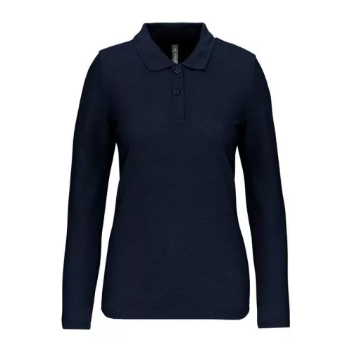 LADIES' LONG-SLEEVED POLO SHIRT (XL, Navy)