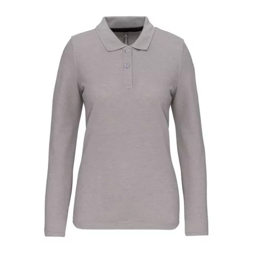 LADIES' LONG-SLEEVED POLO SHIRT (S, Oxford Grey)