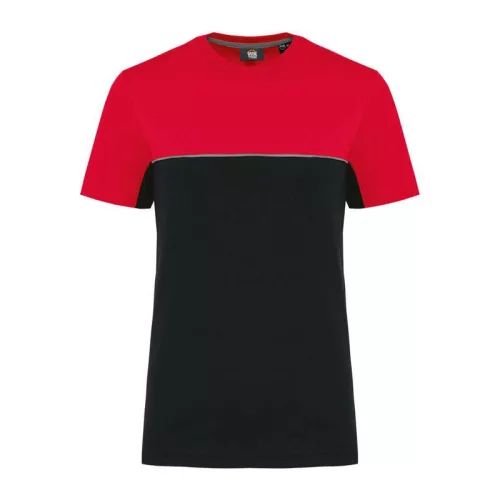 UNISEX ECO-FRIENDLY SHORT SLEEVE TWO-TONE T-SHIRT (XL, Black/Red)