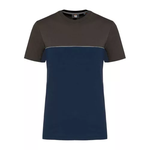 UNISEX ECO-FRIENDLY SHORT SLEEVE TWO-TONE T-SHIRT (2XL, Navy/Dark Grey)