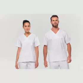 UNISEX SHORT SLEEVE COTTON TUNIC (XS, White)