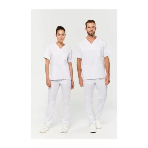 UNISEX SHORT SLEEVE COTTON TUNIC (XS, White)