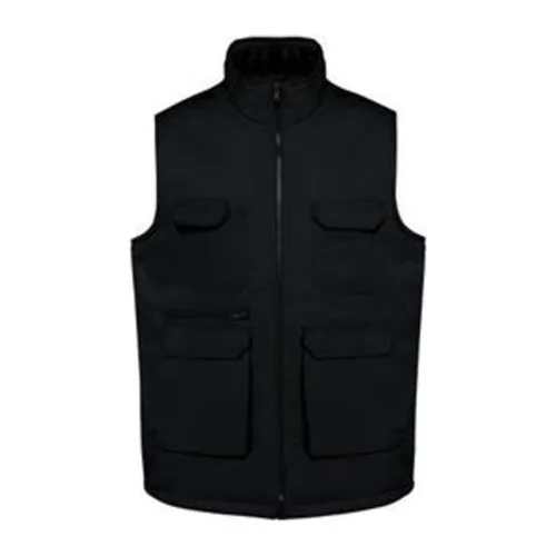UNISEX PADDED MULTI-POCKET POLYCOTTON VEST (XL, Deep Black)