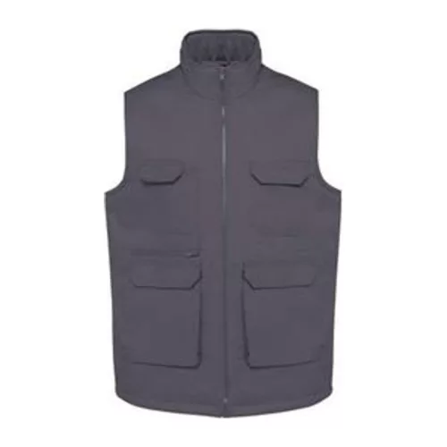 UNISEX PADDED MULTI-POCKET POLYCOTTON VEST (L, Convoy Grey)