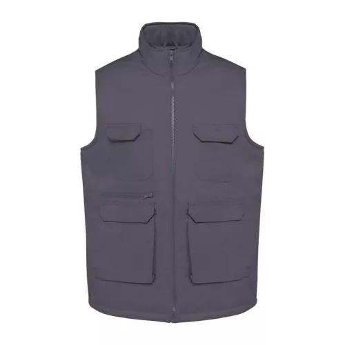 UNISEX PADDED MULTI-POCKET POLYCOTTON VEST (S, Convoy Grey)