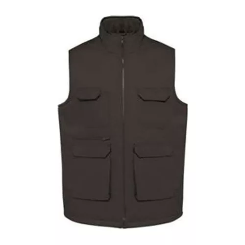 UNISEX PADDED MULTI-POCKET POLYCOTTON VEST (4XL, Dark Grey)