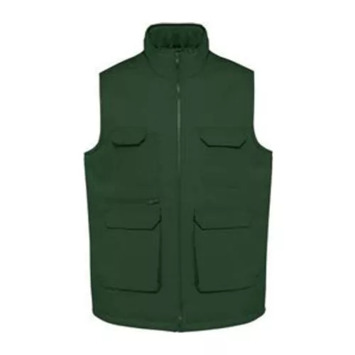 UNISEX PADDED MULTI-POCKET POLYCOTTON VEST (XS, Forest Green)