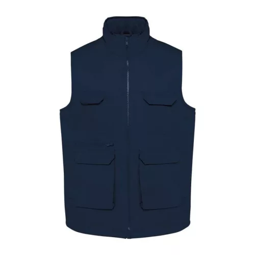 UNISEX PADDED MULTI-POCKET POLYCOTTON VEST (L, Navy)