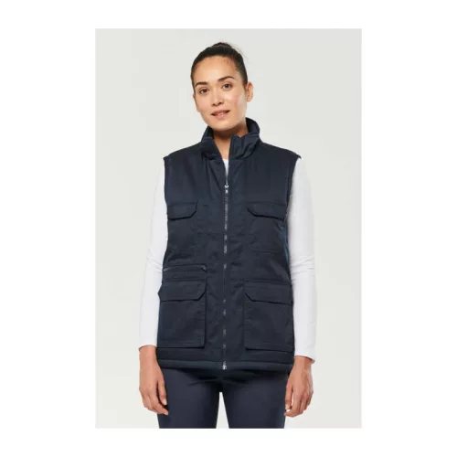 UNISEX PADDED MULTI-POCKET POLYCOTTON VEST (M, Navy)