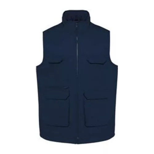 UNISEX PADDED MULTI-POCKET POLYCOTTON VEST (XS, Navy)