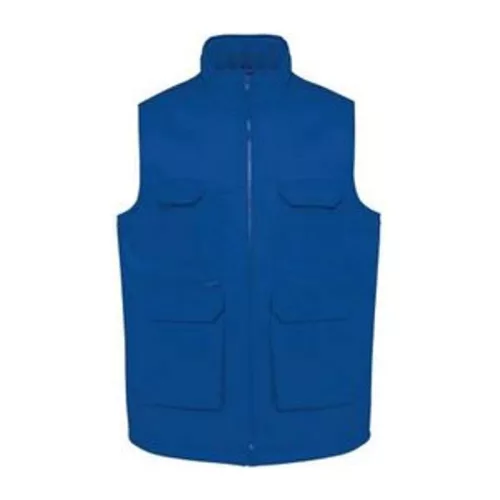 UNISEX PADDED MULTI-POCKET POLYCOTTON VEST (M, Royal Blue)