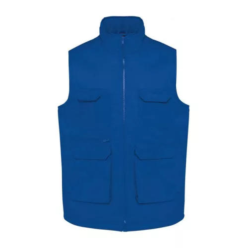 UNISEX PADDED MULTI-POCKET POLYCOTTON VEST (M, Royal Blue)
