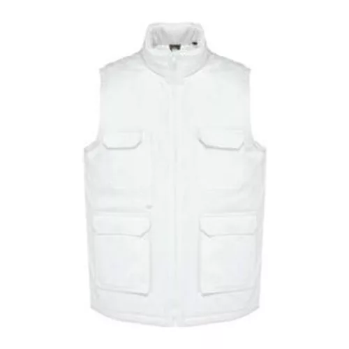 UNISEX PADDED MULTI-POCKET POLYCOTTON VEST (3XL, White)