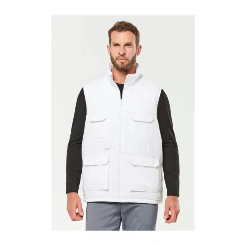 UNISEX PADDED MULTI-POCKET POLYCOTTON VEST (3XL, White)