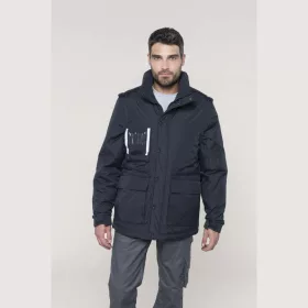DETACHABLE-SLEEVED WORKWEAR PARKA (4XL, Deep Black)