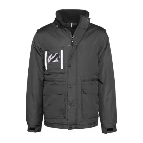 DETACHABLE-SLEEVED WORKWEAR PARKA (L, Deep Black)