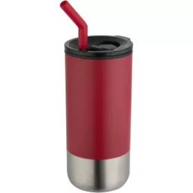  Grayson hőszigetelt pohár szívószállal, 480 ml (8 x 16,8 x 8 x d: 7,, piros)