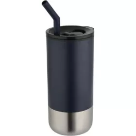   Grayson hőszigetelt pohár szívószállal, 480 ml (8 x 16,8 x 8 x d: 7,, sötétkék)
