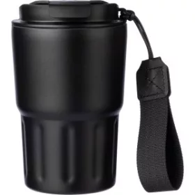   Duplafalú bögre, rozsdamentes acél, 320 ml (14.5cm x 8.8, fekete)