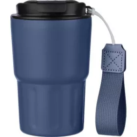   Duplafalú bögre, rozsdamentes acél, 320 ml (8.8x14.5x8.8, d:8.8c, kék)
