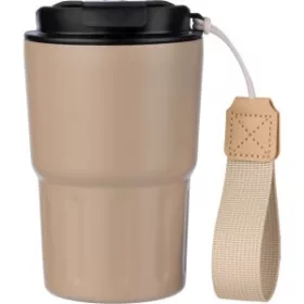   Duplafalú bögre, rozsdamentes acél, 320 ml (14.5cm x 8.8, bézs)