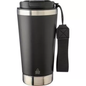 Újraacél duplafalú bögre, 500 ml (9x9x18, d:9cm, fekete)