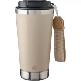 Újraacél duplafalú bögre, 500 ml (9x9x18, d:9cm, bézs)