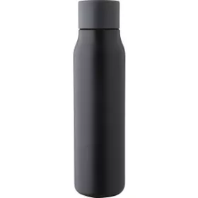 Újraacél palack, 600 ml (6.5x25x6.5, d:6.5cm, fekete)