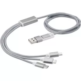   Versatile 3in1 töltőkábel dupla bemenettel (100 x d: 4 cm, ezüst)