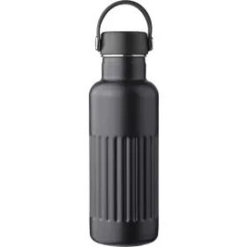 Duplafalú újraacél palack, 500 ml (22.5, d:7.5cm, fekete)