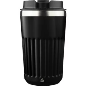   Duplafalú újraacél utazópohár, 400 ml (15.6, d:8.7cm, fekete)