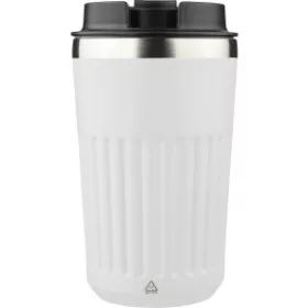   Duplafalú újraacél utazópohár, 400 ml (15.6, d:8.7cm, fehér)