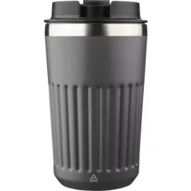   Duplafalú újraacél utazópohár, 400 ml (15.6, d:8.7cm, szürke)