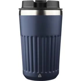   Duplafalú újraacél utazópohár, 400 ml (15.6, d:8.7cm, kék)